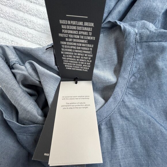 Nau Womens Short Sleeve Button-Up Twisted Shirt Dress Space Gray 6 UPF 30 New - Picture 4 of 11